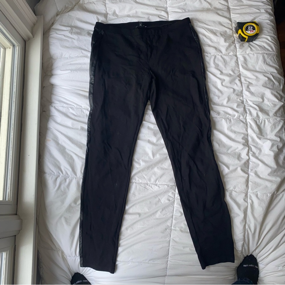 Eileen Fisher Women’s  Black trousers with leather stripe